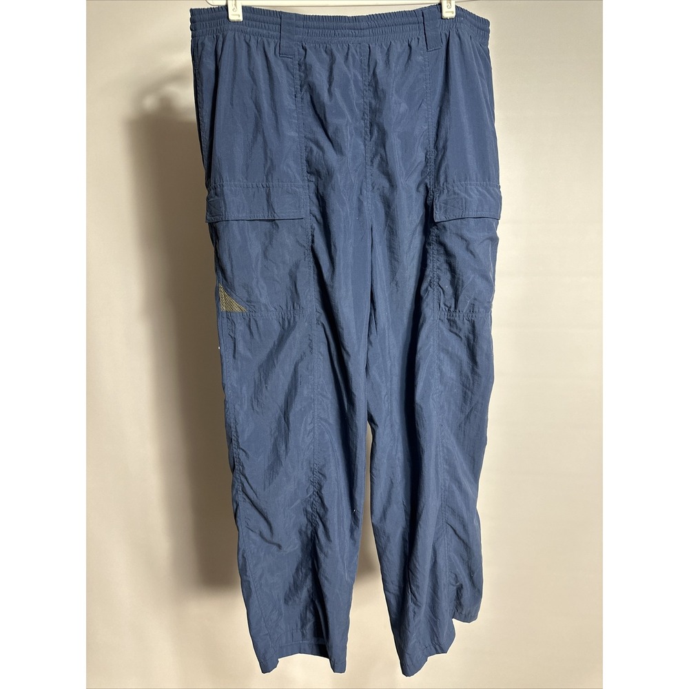 Columbia PFG Mens Cargo Pants Blue Hiking Fishing Stretchy Large Omni-Shade
